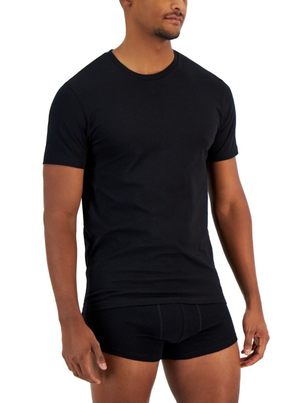 Alfani Men's 4-Pk. Classic-Fit Solid Cotton Undershirts Deep Black Size XL